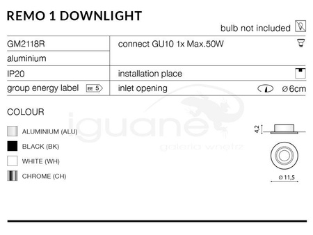 Lampa REMO 1 Downlight biała z chromowanym wkładem