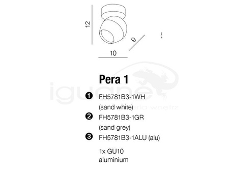 Lampa PERA 1 plafon szara