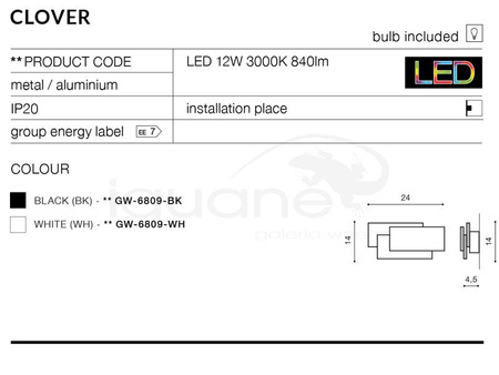 Lampa CLOVER czarna