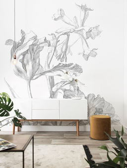 Mural Engraved Flowers  WP-670
