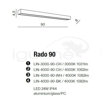 Lampa RADO 90 3000K chrom