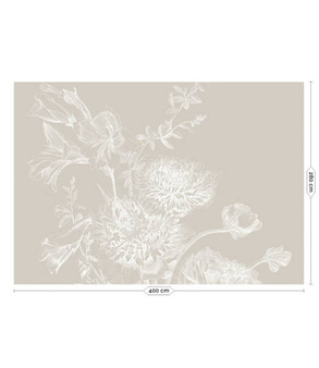Mural Engraved Flowers Grey  WP-758