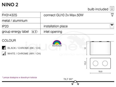 Lampa NINO 2 plafon biała-aluminium