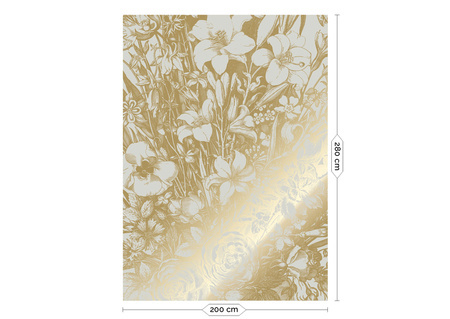 Mural Engraved Flowers Sand MW-134 złoty