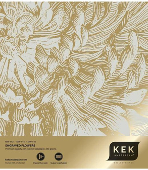 Mural Engraved Flowers Sand MW-143 złoty