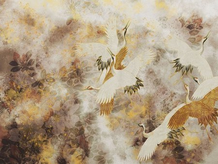 Mural Beige Tsuru winyl