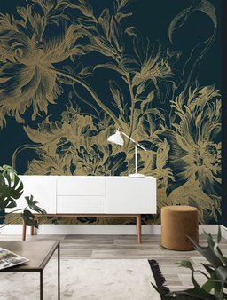 Mural Engraved Flowers MW-014 gold