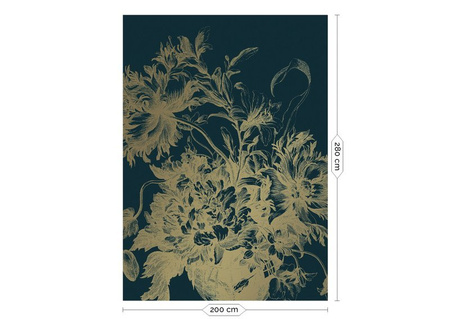 Mural Engraved Flowers MW-013 złoty