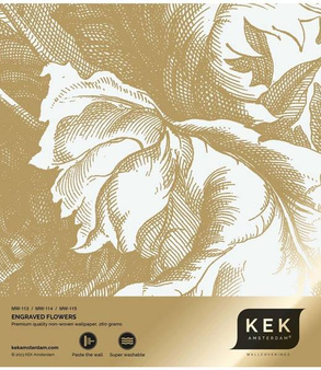 Mural Engraved Flowers Sand MW-118 złoty