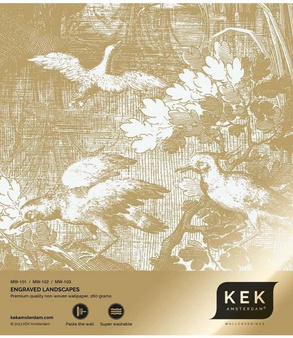 Mural Engraved Landscapes Off White MW-102 metallic gold