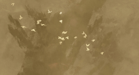 Mural Cherry Flight MU13050 metallic gold