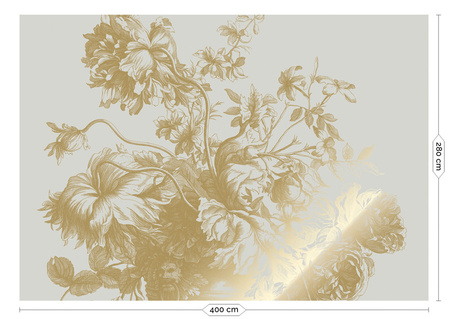 Mural Engraved Flowers Sand MW-118 złoty