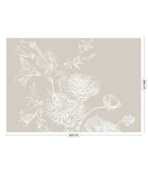 Mural Engraved Flowers Grey  WP-758