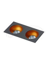 Lampa HUGO 2 Downlight czarna z wkładem złotym
