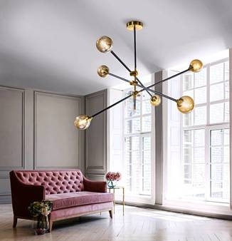 Lampa Solen 6 wisząca czarno-złota