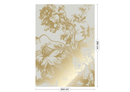 Mural Engraved Flowers Sand MW-116 złoty