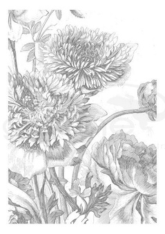 Mural Engraved Flowers  WP-330