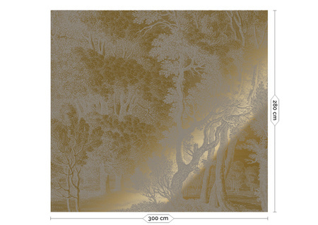 Mural Engraved Landscapes Grey MW-162 metallic gold