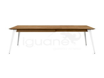 Stół LOFT TOBACCO 160 +90 cm rozkładany nogi białe