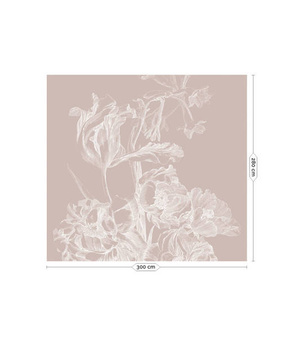 Mural Engraved Flowers Nude  WP-747