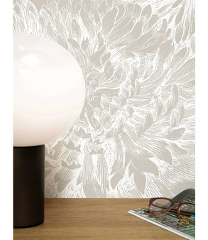 Mural Engraved Flowers Grey  WP-752