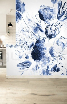 Mural Royal Blue Flowers II WP-218