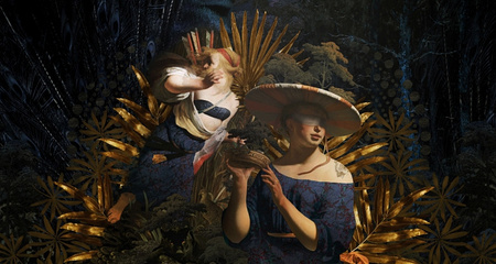 Mural Veni Vidi Amavi MU12095 metallic gold