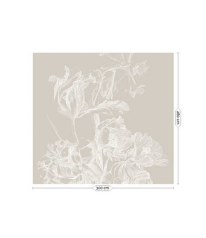 Mural Engraved Flowers Grey  WP-746