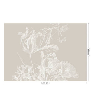 Mural Engraved Flowers Grey  WP-749