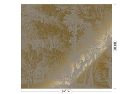 Mural Engraved Landscapes Grey MW-162 metallic gold