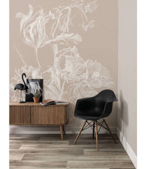 Mural Engraved Flowers Sand WP-745