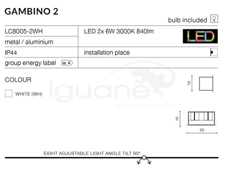 Lampa GAMBINO 2 biała