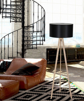 Lampa podłogowa Tripod Wood biała