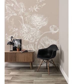 Mural Engraved Flowers Sand WP-754