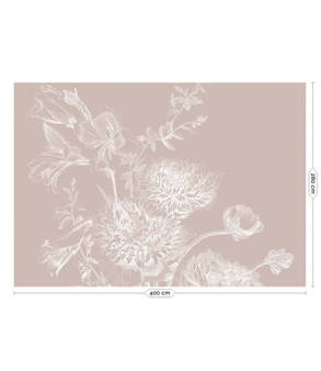 Mural Engraved Flowers Nude  WP-759