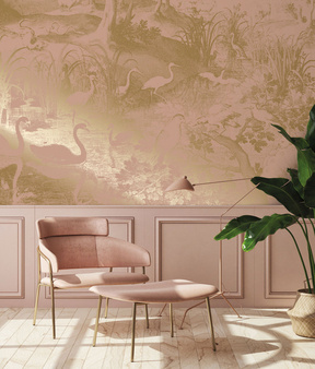 Mural Engraved Landscapes Nude MW-107 Metallic gold