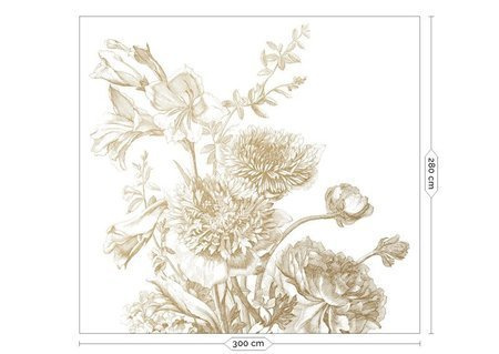 Mural Engraved Flowers MW-029 gold