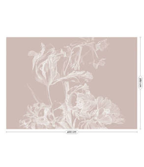 Mural Engraved Flowers Nude  WP-750