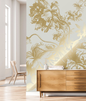 Mural Engraved Flowers Sand MW-117 złoty