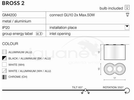 Lampa BROSS 2 plafon biała-aluminium