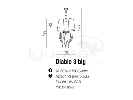 Lampa DIABLO 3 BIG biała wisząca