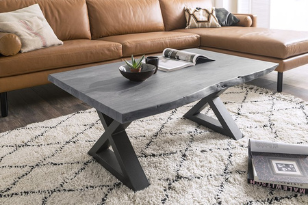 Stolik CARTAGENA 110cm, szary przecierany, antracyt mat "X"