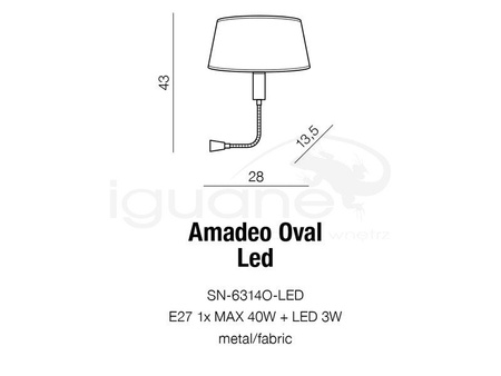 Lampa AMADEO LED OVAL biała