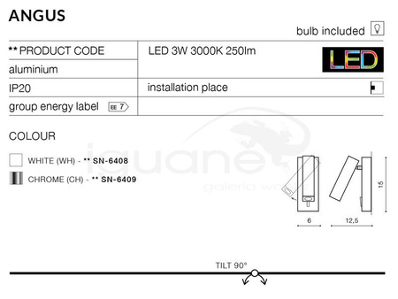 Lampa ANGUS biała