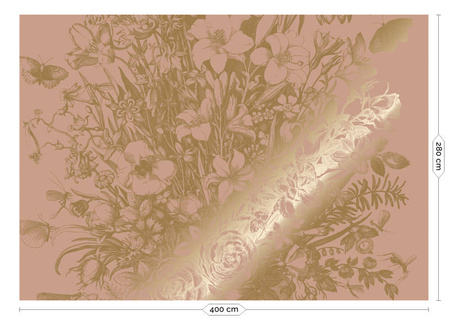 Mural Engraved Flowers Nude MW-139 złoty
