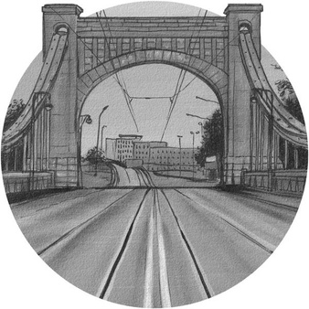 Mural koło Bridge B&W