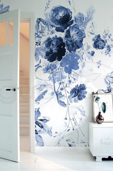 Mural Royal Blue Flowers III WP-225