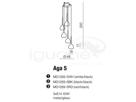 Lampa AGA-5 wisząca biała