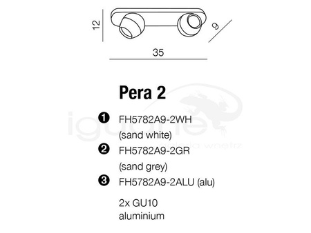 Lampa PERA 2 plafon szara