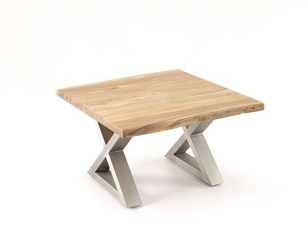 Stolik kawowy Cartagena 75 cm, naturalny, stal szlachetna szczotkowana, X